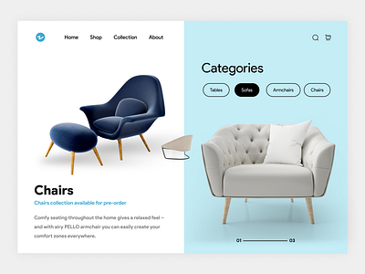 Minimal Furniture Website Design 3d branding design flat graphic design illustration logo motion graphics ui ux vector web