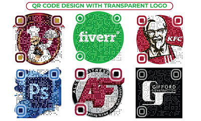 QR code design with a transparent logo for your business grow branding buness card design digital business card graphic design illustration logo qr code vector