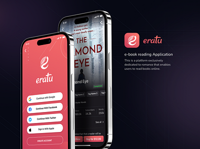 eratu e-book app adobe android app app screens branding figma graphic design ios iphone login page logo mobile application mockup ui user experience user interface ux uxui design vector xd