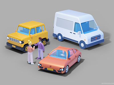 Car sales 3D illustration illustration