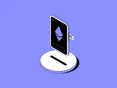 Isometric Ethereum Wallet Illu crypto design eth ethereum illustration illustrator isometric isometric design line art rosek seed phrase smartphone vector wallet
