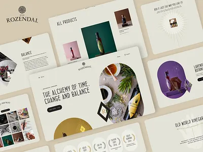 Rozendal - E-commerce beige craft development e commerce food gold green grid ingredients kitchen nature pastel shop shopify shopify development store ui ux vinegars wine