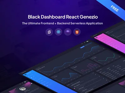 Black Dashboard React Genezio alerts application backend chart daily dark mode dashboard free frontend gradient icons light mode notification profile react responsive sidebar table ui web design