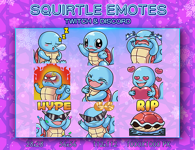 SQUIRTLE EMOTES design discord emotes graphic design logo pokemon squirtle twitch