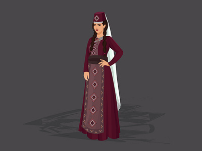 Armenian Girl armenian character dress girl graphic design illustration national pattern sketch taraz traditional clothes vector woman