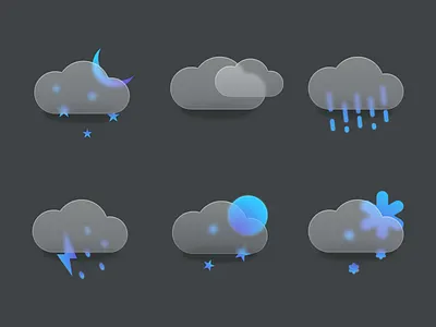 Night weather icons design figma glassmorp glassmorphism effect graphic design illustration modern ui ux weather forecast weather icons