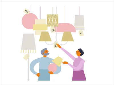 Hard choice stock vector illustration character decoration design flat geometric home illustration people shopping stock vector