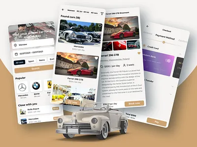 Rent car for wedding app auto car marriage rent car renting retro ui ux wedding