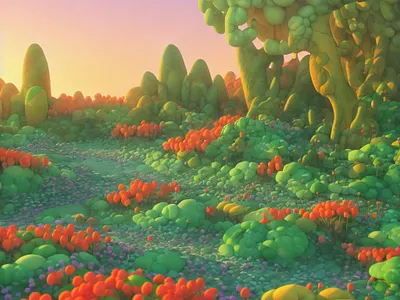 Generative Flora 3d illustration ai botanical illustration environment design floral flowers generative illustration illustration landscape design stuart wade trees