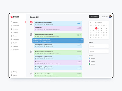 Played - Web Application application dashboard design uxui web