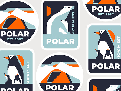 Polar stickers arctic branding design flat graphic illustration illustrator logo minimal stickers vector