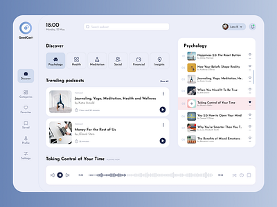 Dashboard Podcast Player app branding dashboard design graphic design logo typography ui ux webapp