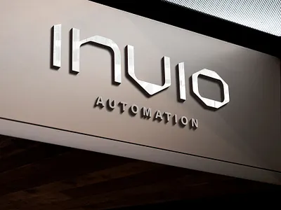 INVIO Logo Concept automation brand identity branding engineering futuristic graphic design identity design loco concept logo mockup modern robotics sign signage typography visual identity