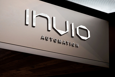 INVIO Logo Concept automation brand identity branding engineering futuristic graphic design identity design loco concept logo mockup modern robotics sign signage typography visual identity