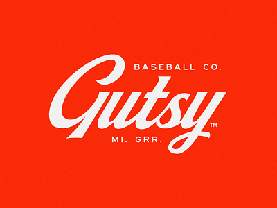 Gutsy Athletic Baseball Alternative — Negative Version+Texture adobe photoshop baseball logo branding design graphic design illustration logo minimal photoshop texture typography vector