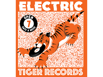 Electric Tiger Records editorial editorial illustration illustration james olstein james olstein illustration record store records texture tiger type typography vinyl