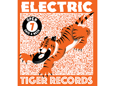 Electric Tiger Records editorial editorial illustration illustration james olstein james olstein illustration record store records texture tiger type typography vinyl