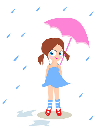 rainy day children s illustration cute girl digital illustration illustration rainy day springwibes