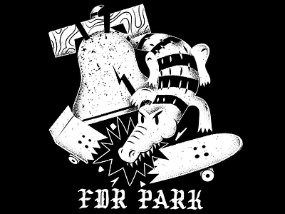 FDR Caiman caiman editorial editorial illustration fdr park fdr skate park illustration james olstein james olstein illustration shirt design skateboard texture