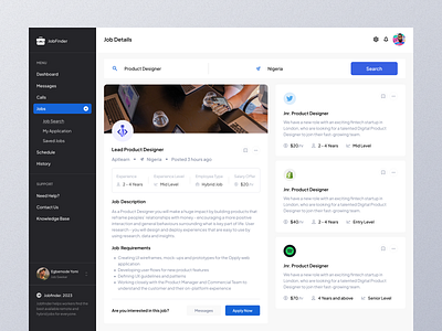 Job Finder. A Job Application Dashboard dashboard job job application job dashboard job finder job serach uidesign uiuxdesign