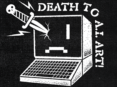 Death to AI Art ai art computer editorial editorial illustration illustration james olstein james olstein illustration knife tech texture