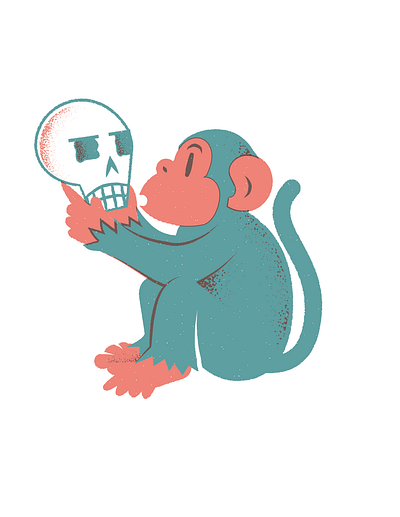 Monkey Skull 01 editorial editorial illustration illustration james olstein james olstein illustration monkey skull tattoo texture