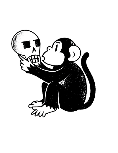 Monkey Skull 02 black and white editorial editorial illustration illustration james olstein james olstein illustration monkey skull texture