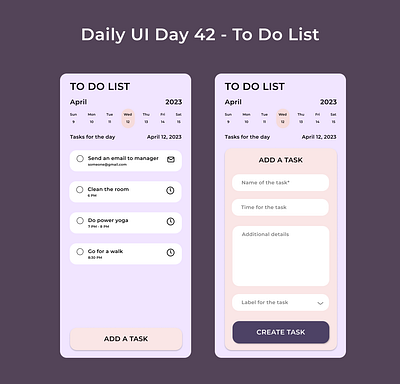 Daily UI, Day 42 - To-Do List 100daychallenge 100daysofui dailyui dailyuichallenge dailyuiday42 design todolist ui uichallenge