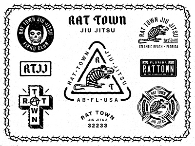 Rat Town Jiu Jitsu branding design identity illustration jiu jitsu logo rat town type vector