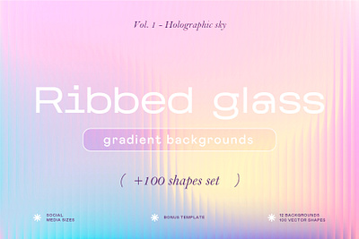 Ribbed Holographic Glass & Shapes background branding creative glass gradient graphic design holographyc logo modern shapes typography