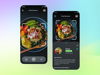 AR Food Scanner App UI Design ar ar food scanner arvr darkmode design food scanner ui food ui scanner ui ui design ux