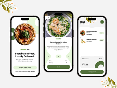 Sustainable Grocery Delivery App Design 🔥 app app design delivery food grocery mobileapp modern ui user experience ux uxui