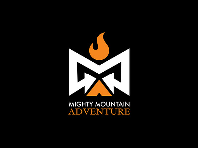 Mighty Mountain Adventure Logo adventure branding design fire flat graphic design icon illustration logo minimal mountain typography ui vector