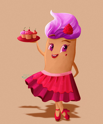 Brand character for Madame Eclair's confectionery brand character cake character design digital art eclair il illustration