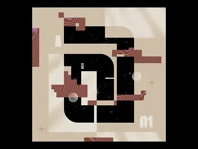 "A" collage design geometry illustration layout pattern texture type