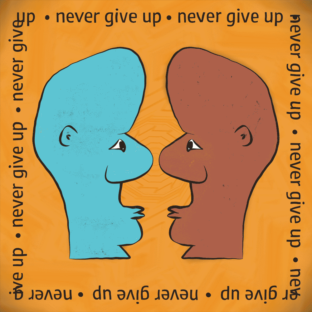 Never give up 2d character animation design illustration loop motion design motion graphics