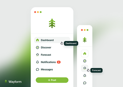 Sidebar Navigation - SaaS account dashboard eco finance gradient green hover icons interaction lightmode menu nav menu navigation product design saas side nav sidebar tabs