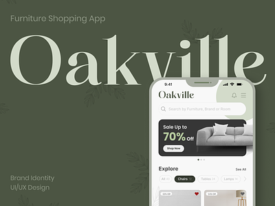 Oakville | Furniture Shopping App by nollling agency app app design brand identity brand showcase branding catalog design furniture furniture app graphic design illustration logo nollling oakville typography ui ui kit ux wireframe