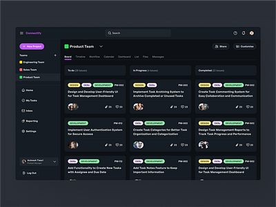 Task Management App UIUX | Web Design dark dark theme dashboard navigation easy navigation interface menu mobile friendly profile responsive design side navigation sidebar task management app typography uidesign uiux design user engagement user experience ux design web design website