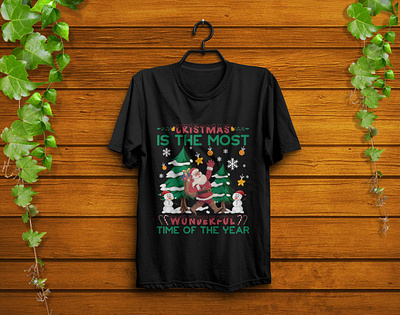 Christmas T-shirt Design christmas design fashion graphic design illustraor illustration santa claus star t shirt typography vector winter