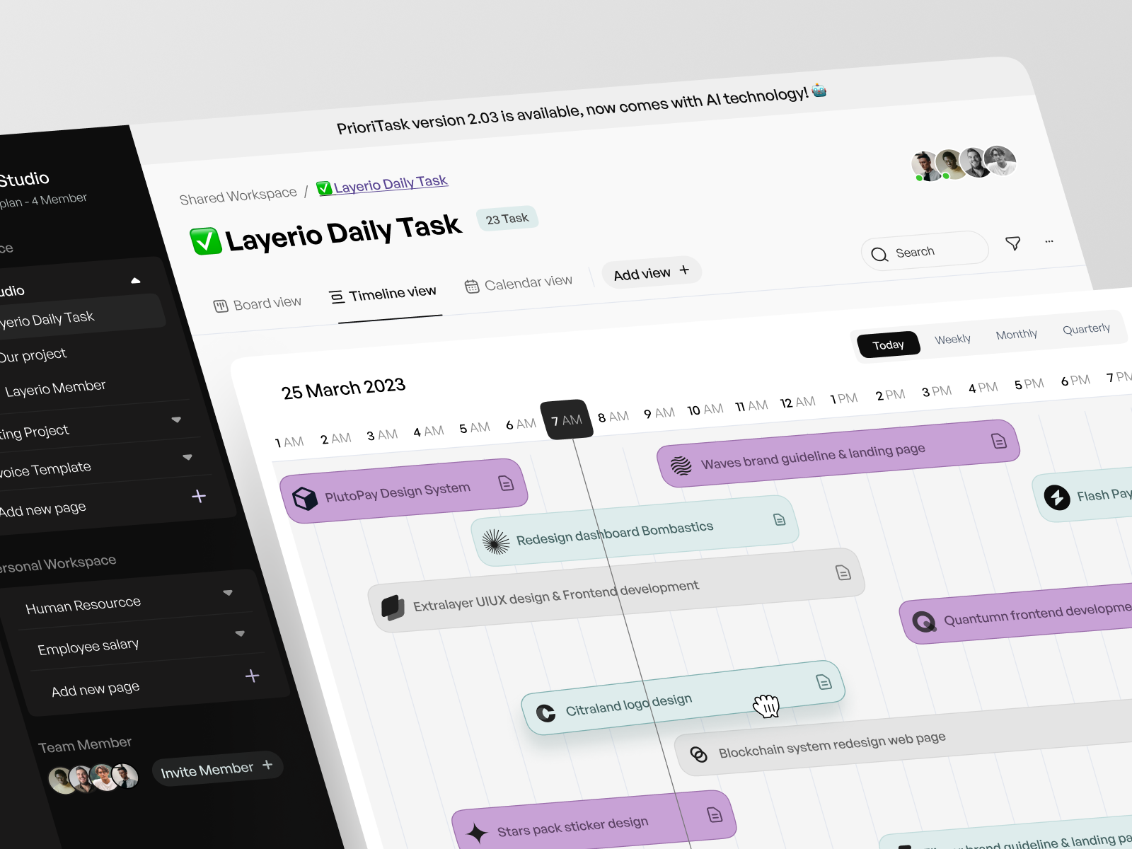 Prioritask - Dashboard Design ✅ clean collab dashbaord inspiration monday notion organize planner productivity project manager project managgement saas task list task management todo ui ui design ux work list