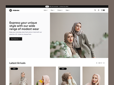 Poshak - Modest clothing Landing Page build clothing design designdrug e commerce design hijab inspiration landing page modest wear muslim ui watchmegrow