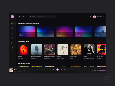 Music Player Web & Smart Watch - Daily UI 009 darktheme design dribbble interaction design music musicplayer playlist smartwatch trend ui ux web