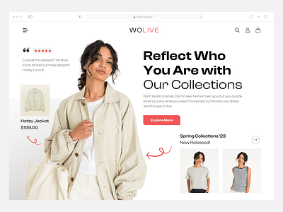 WOLIVE - Fashion Website apparel clean clothing design ecommerce fashion hero landing page minimalist outfit store style ui ux wear web design website