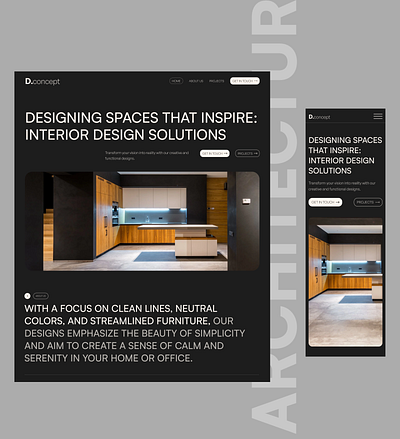 Interior design studio Landing page interior design landing page minimalist real estate saas ui ux webdesign