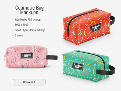 Cosmetic Bag Mockup PSD 3d bag bag mockup branding cosmetic cosmetic bag mockup design graphic design marketing mockup mockupdesign pack package psd psd mockup visualization