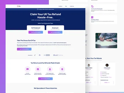 UK Tax Reclaim Website Design clean clean ui design figma minimal trend 2023 ui ui design uiux uk uktax ux web webdesign website