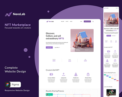 NeroLab - NFT Marketplace Website Design - Light Theme app branding design graphic design illustration information architecture light theme logo nft nft marketplace nft website ui ui ux ux vector web design website website design website ui