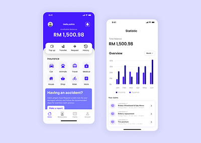 Insurance Mobile Application UIUX Design branding design graphic design illustration logo minimal ui uiux vector zahin