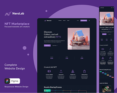 NeroLab - NFT Marketplace Website Design - Dark Theme 3d app branding dark mode dark theme design graphic design illustration information architecture logo nft nft artists nft design nft marketplace ui ui design ui ux ux website design website ui